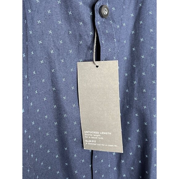 Michael Kors Men’s Slim Fit Blue Pattern Button Down Shirt Size Large - Picture 5 of 7